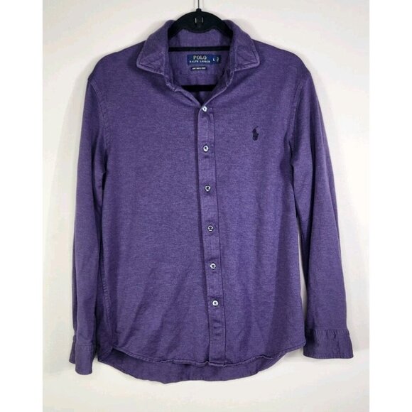 Polo Ralph Lauren Other - ✨️Polo Ralph Lauren Knit Dress Shirt  Long Sleeve Button Down Purple Cotton Sz L
